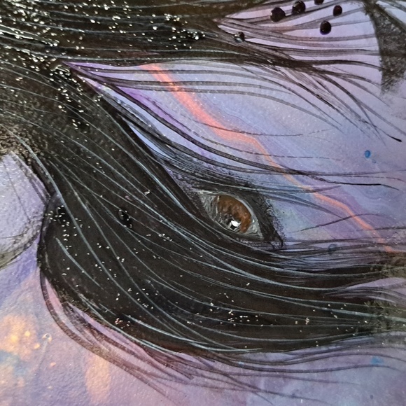 Hand Crafted Painted Vinyl Record Horse Head Acrylic Abstract Wall Art - Picture 3 of 9